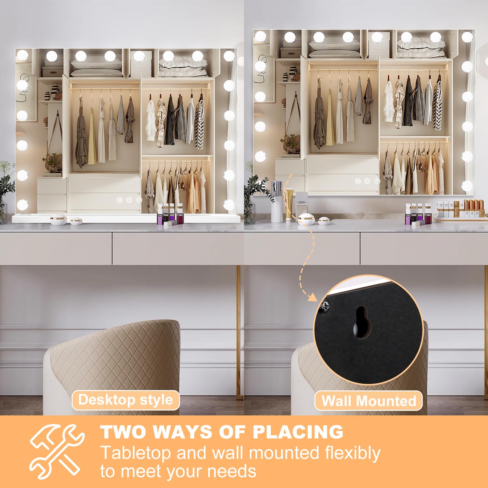 Moonee Hollywood mirror aluminum frame offers sturdy, modern style.