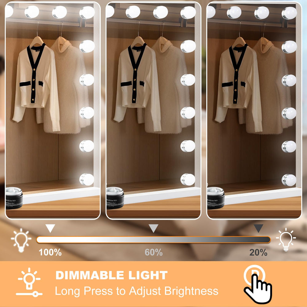 Moonee Hollywood mirror USB port enables convenient charging during routine.