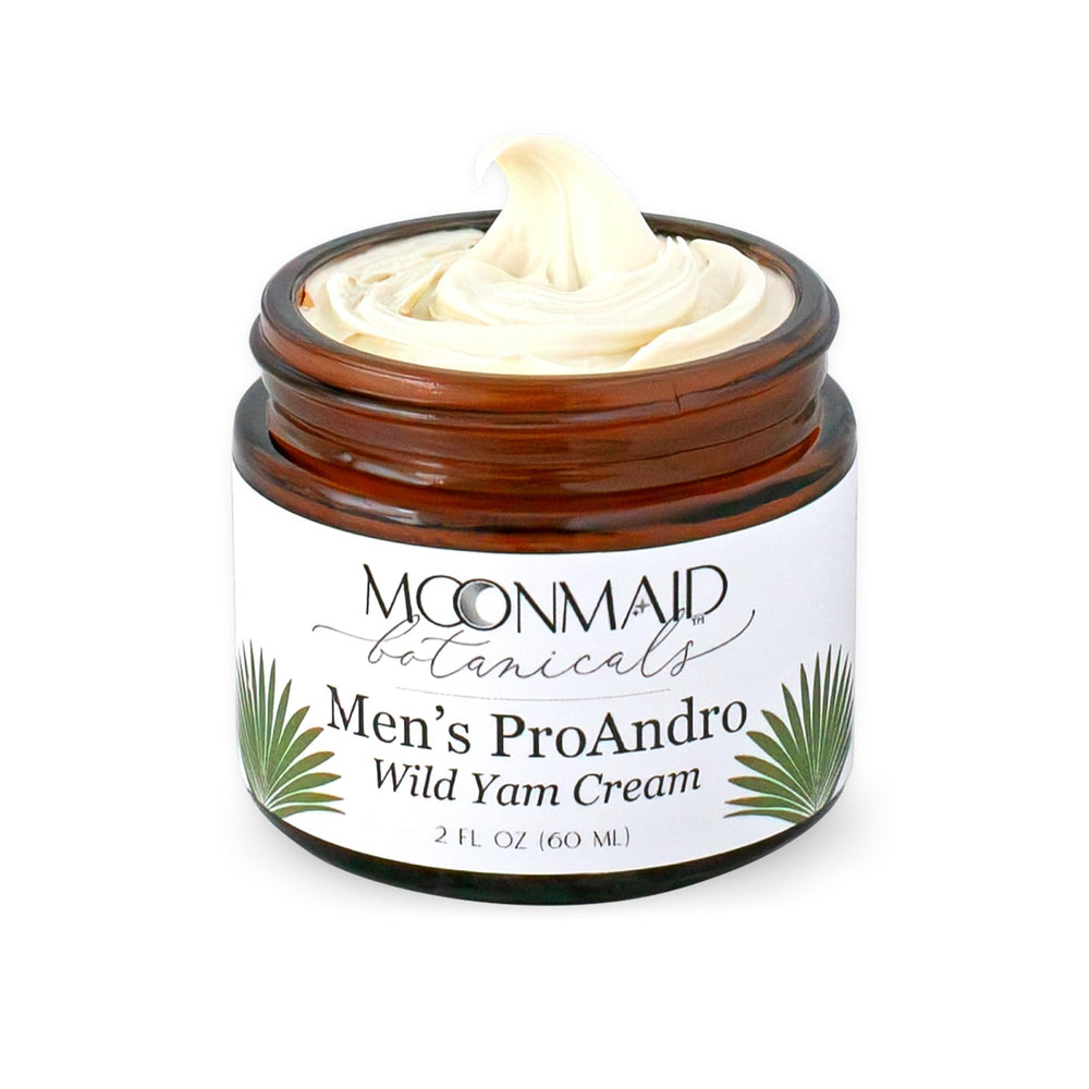 MoonMaid Botanicals ProAndro wild yam cream texture close-up for daily skin comfort.