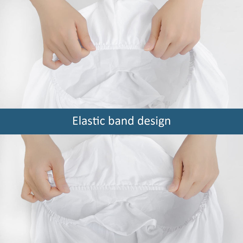 Moonsea elastic bands secure-fit image shows sheet staying in place throughout sessions.