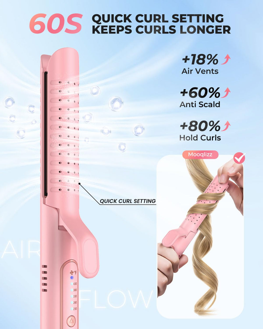 Mooqlizz Airflow Styler anti-scald safety design with cool exterior