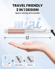 Mooqlizz Dual Voltage Curling Iron ceramic plates deliver even heat for smooth curls.