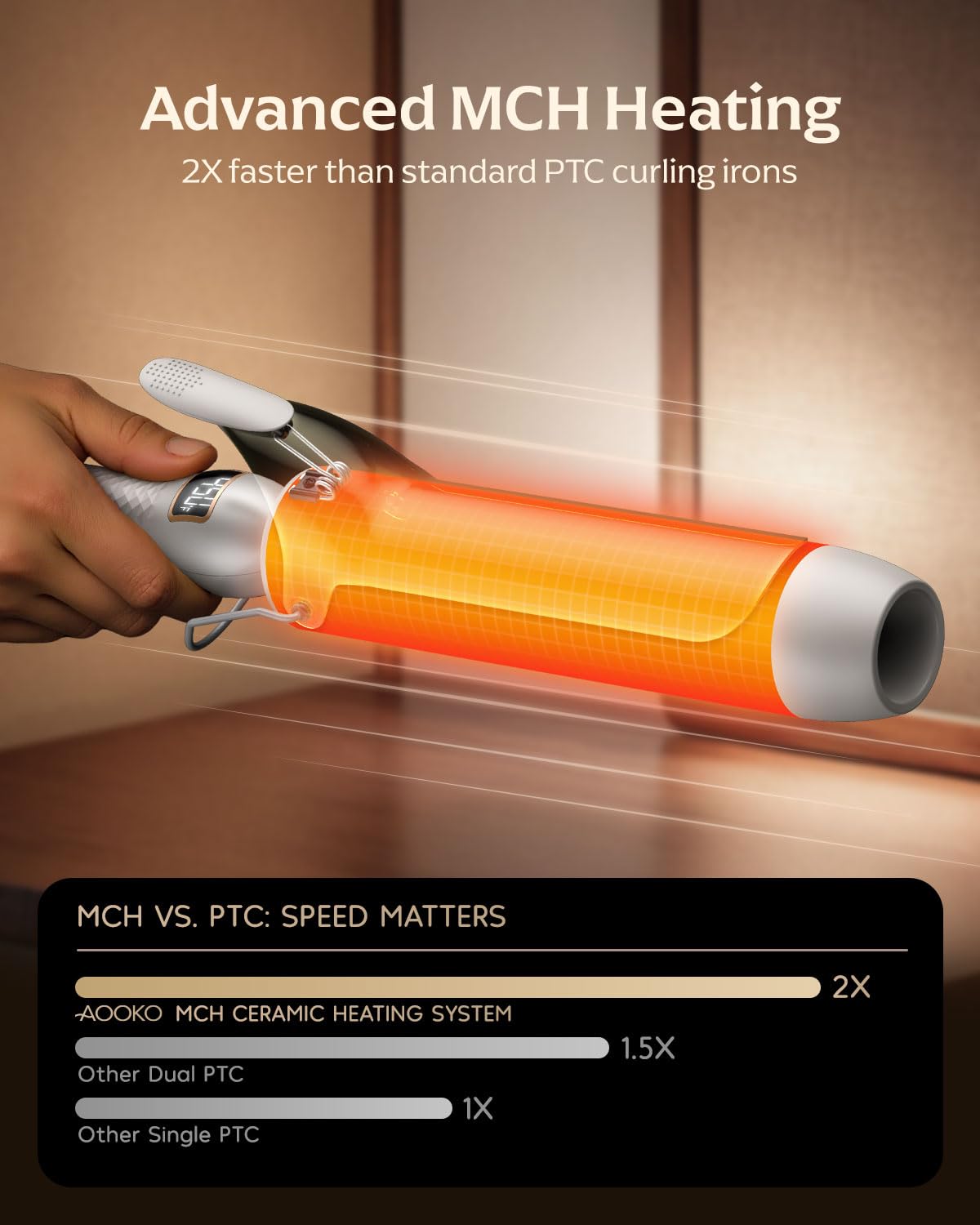 Mooqlizz curling iron offers 12 heat settings for all hair types.