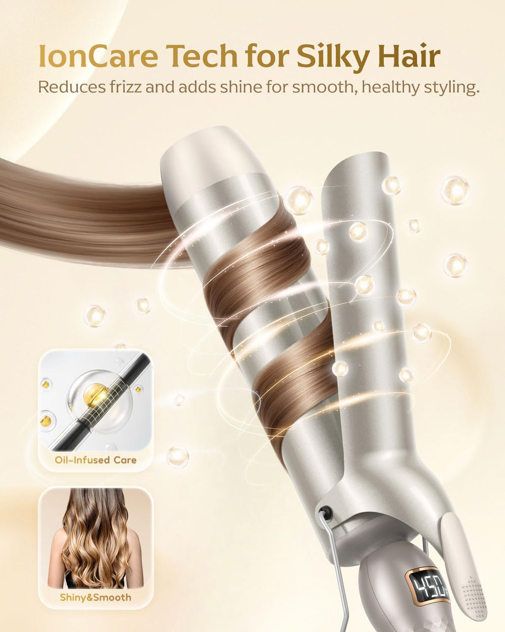 Mooqlizz dual-voltage iron is travel-ready for worldwide styling.