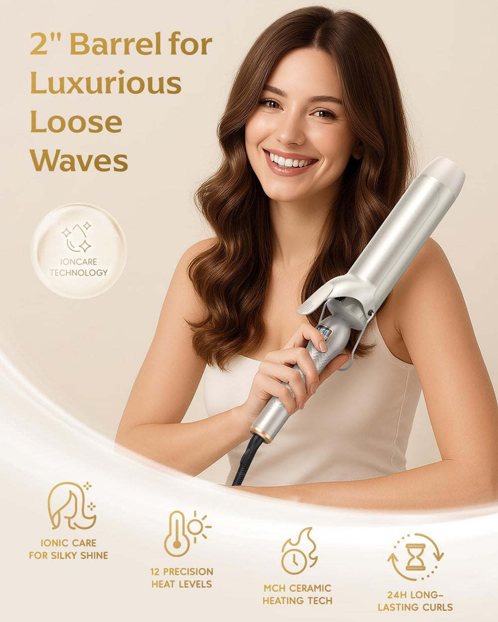 Mooqlizz curling iron heats quickly with MCH for busy mornings.