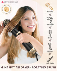 Mooqlizz rotating hair dryer brush with one-and-half-inch barrel for waves