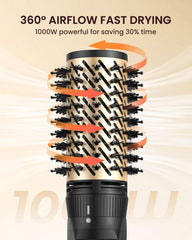 Mooqlizz rotating hair dryer brush with two-inch barrel for natural-looking waves