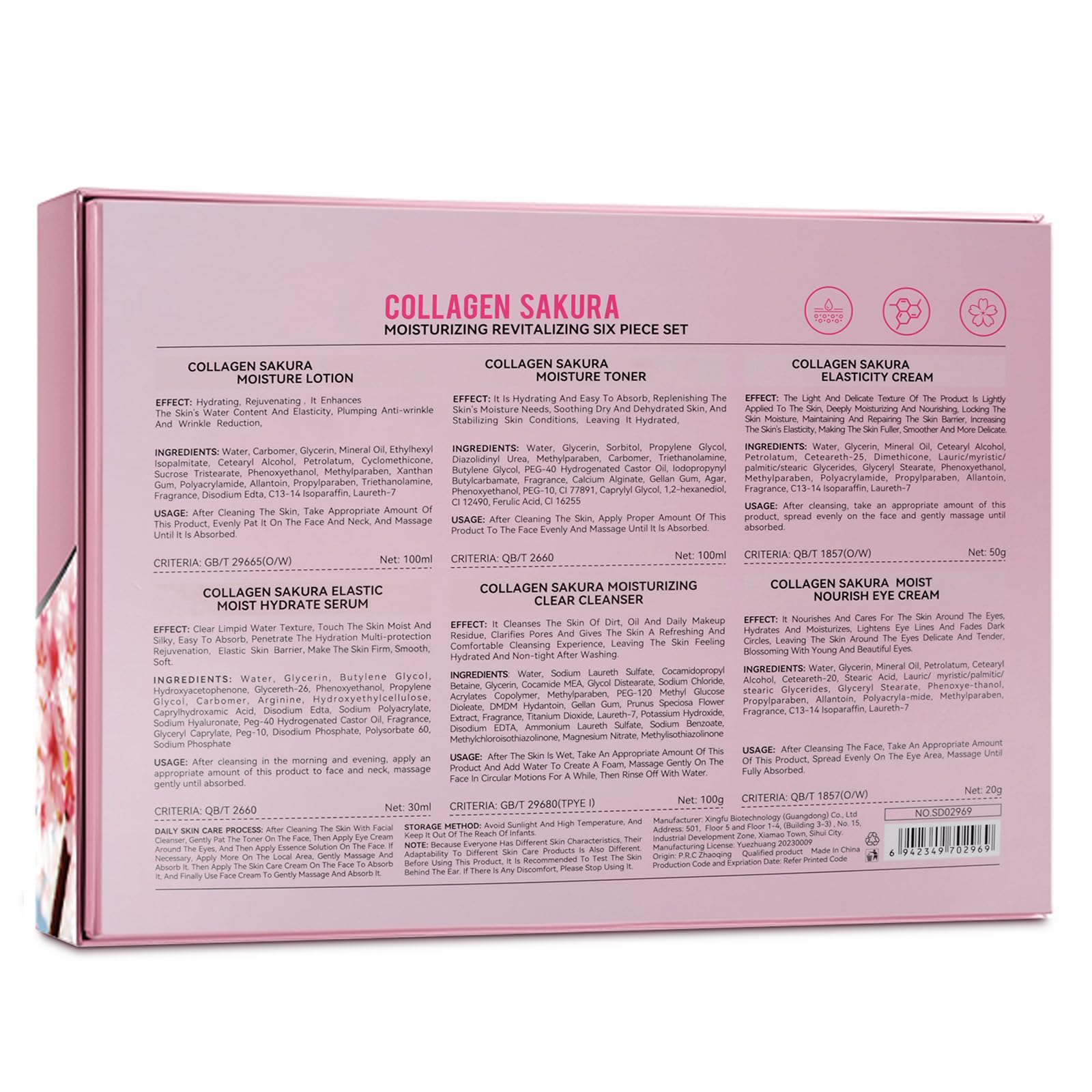 mopayzer Sakura skin care set ingredients cherry blossom extract close-up highlighting botanical care