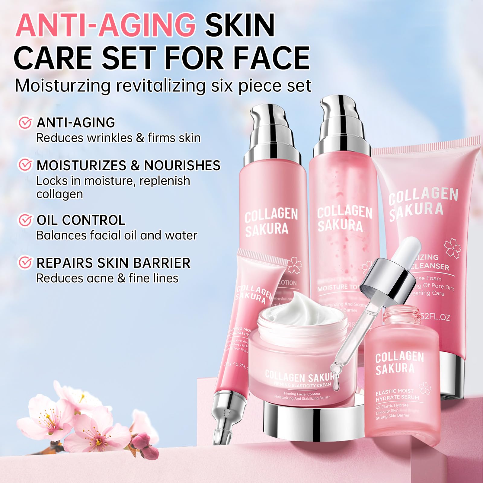mopayzer Sakura skin care set toner bottle balancing oil and moisture for refreshed skin