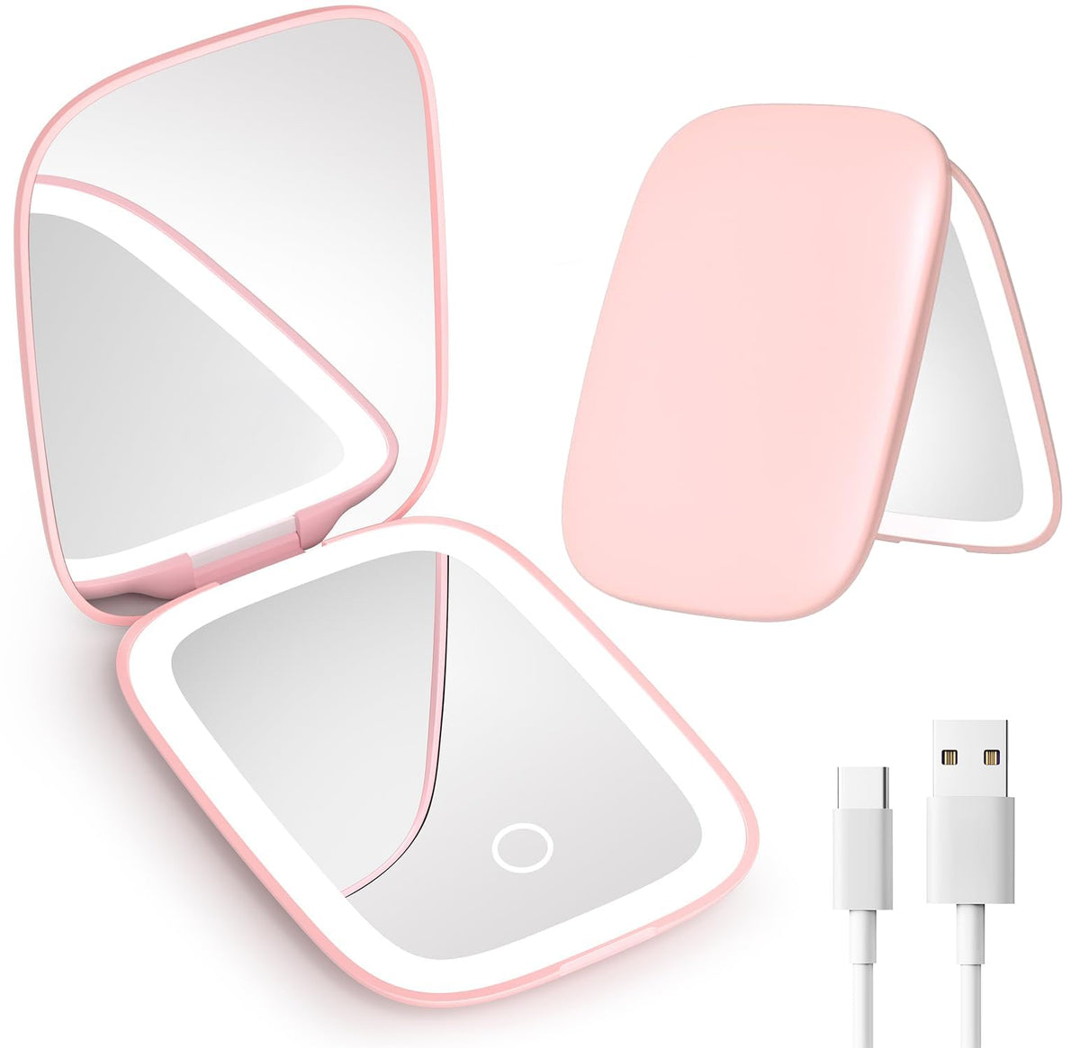 Mopis compact mirror with light shows 1x and 3x magnification for precise makeup checks