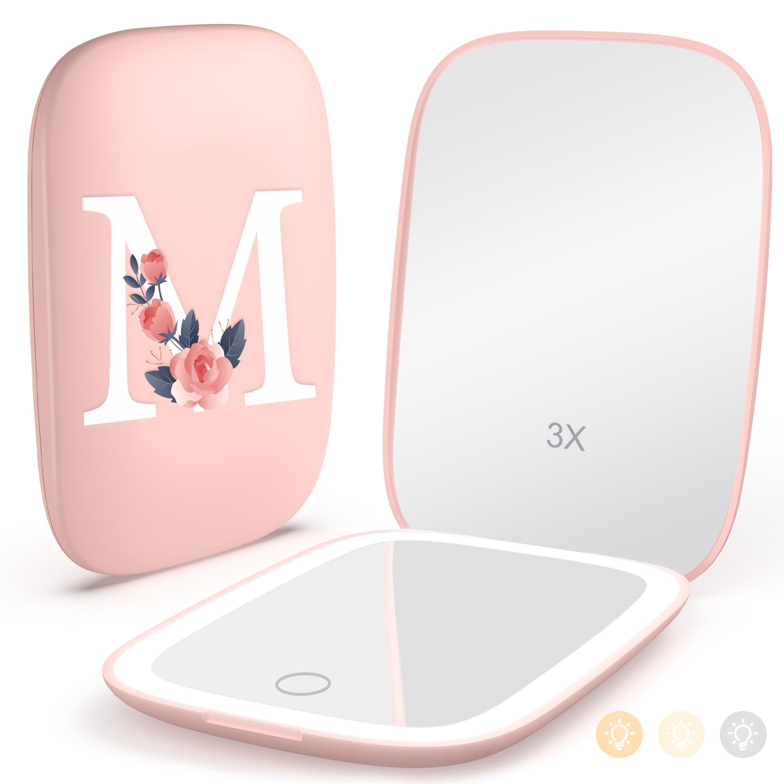 Mopis letter M mirror front view with personalized charm for gifting use