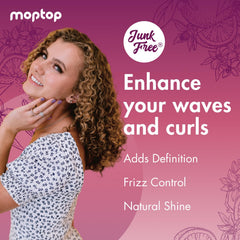 MopTop Curl Enhancer Gel dispensing pump showing easy application and lightweight hold