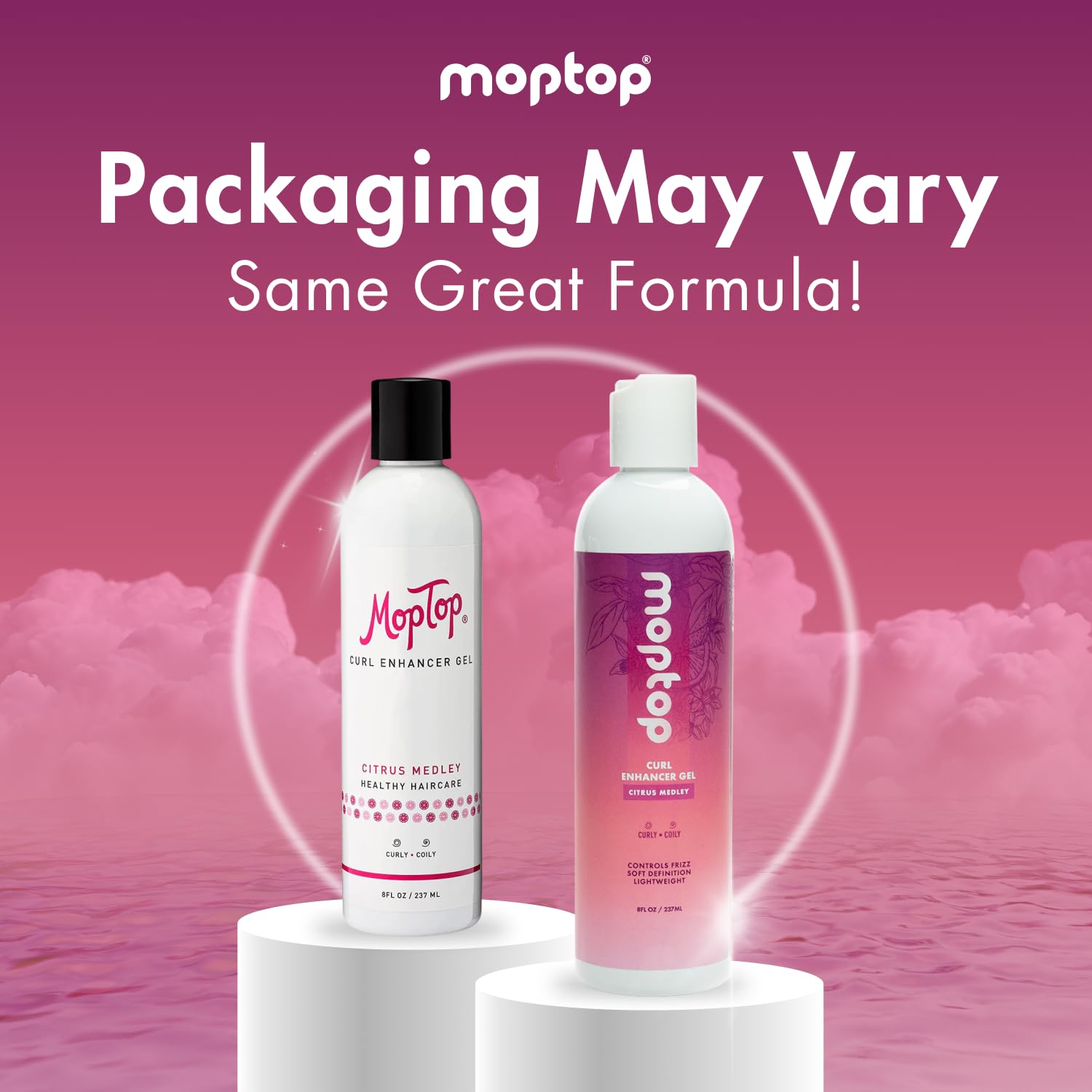 MopTop Curl Enhancer Gel smoothing frizz as curls dry