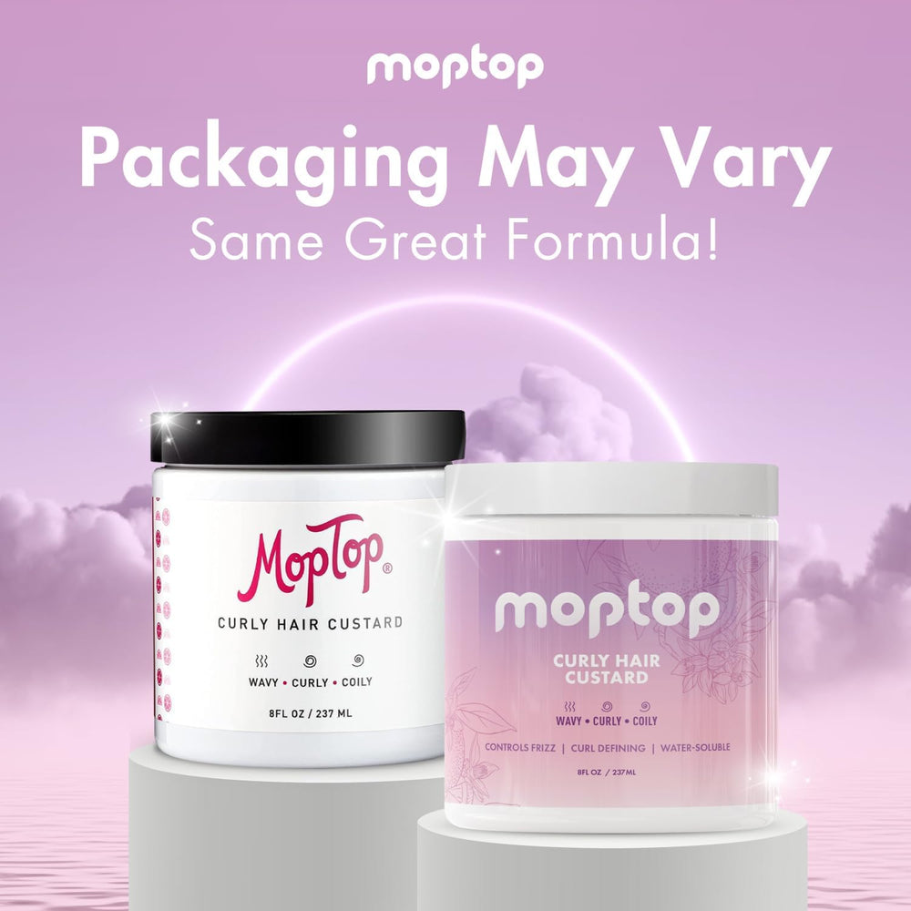MopTop Curly Hair Gel Custard works for waves, coils, and all curl types.