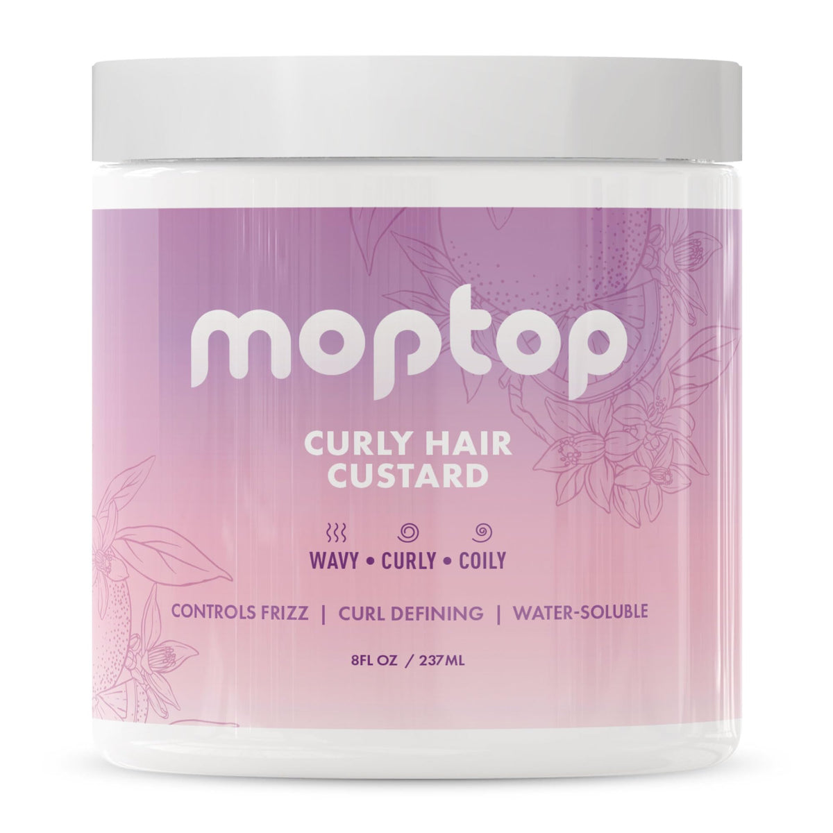 MopTop Curly Hair Gel Custard applied to wet hair for hydration and curl definition.