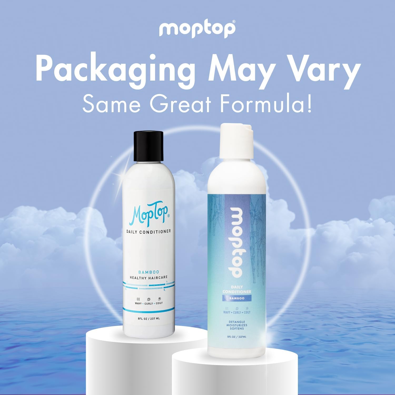 MopTop Daily Curly Hair Conditioner on wet hair provides slip for easier detangling.
