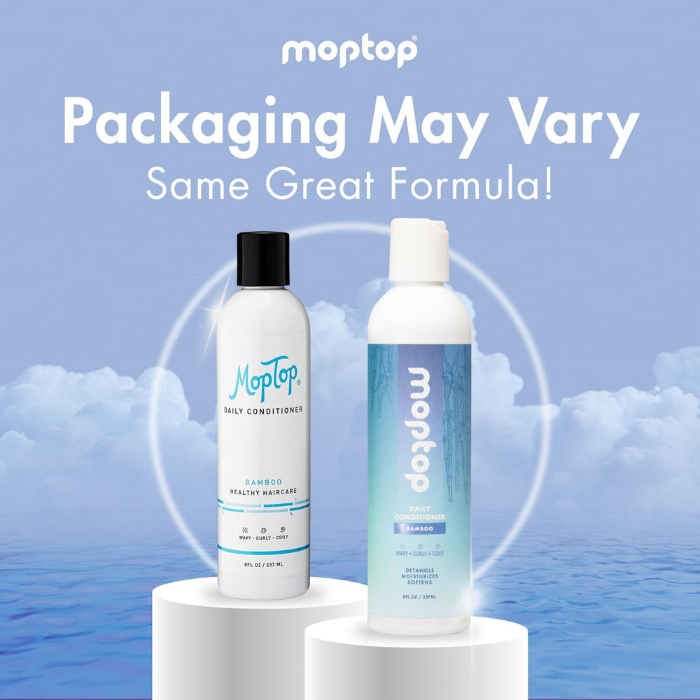 MopTop Daily Curly Hair Conditioner on wet hair provides slip for easier detangling.