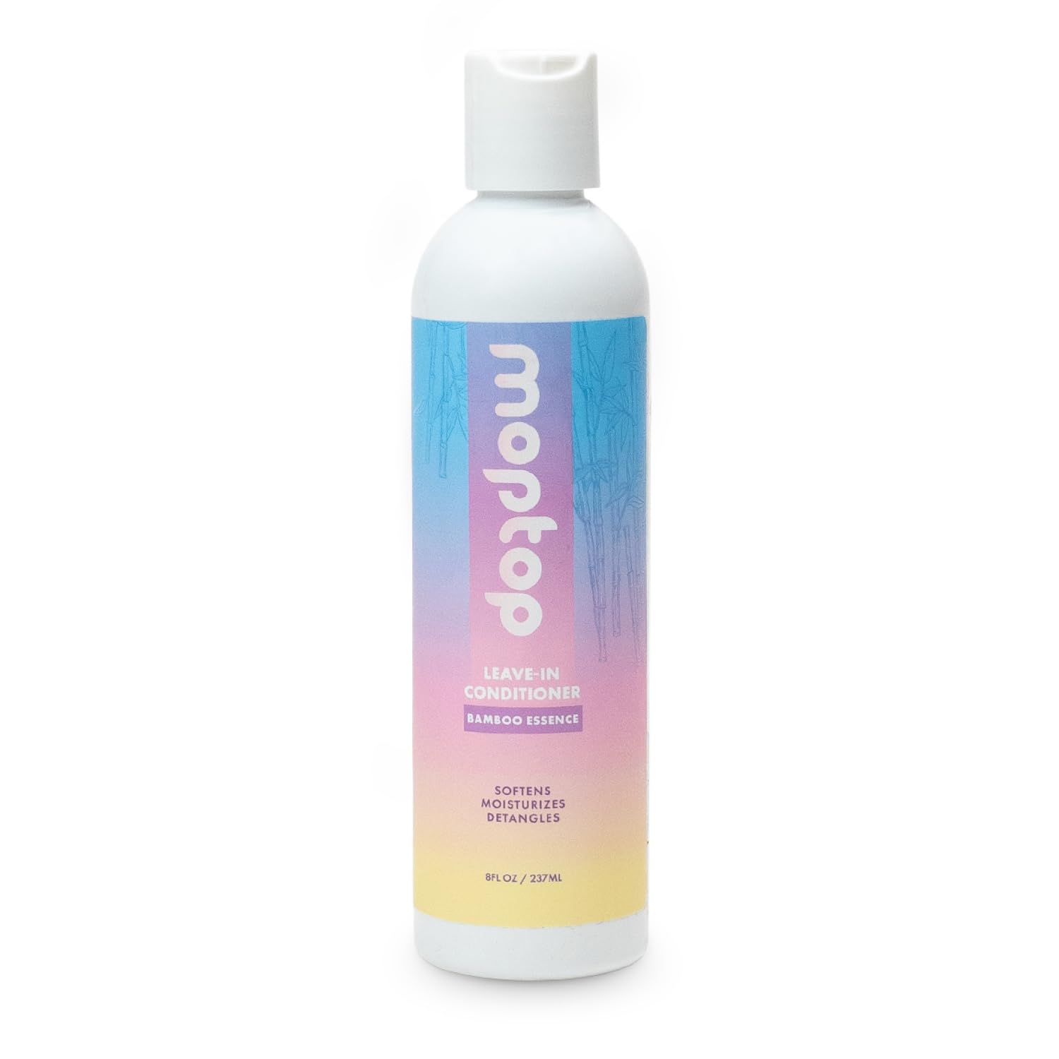 MopTop Leave-In Conditioner bottle shown for daily hydration and frizz control.
