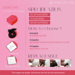 Moresoo 18in hair extensions weft image shows length and volume potential.