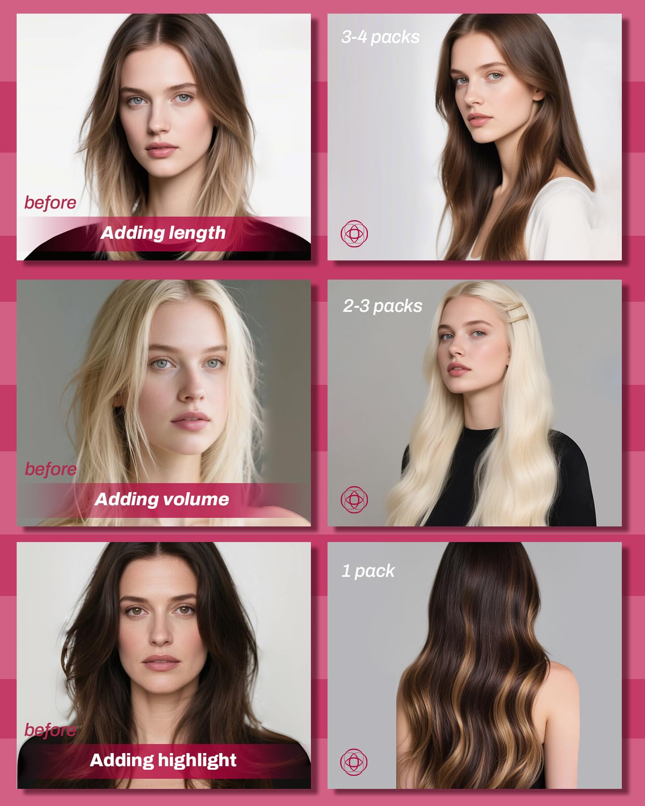Moresoo hair extensions volume and length options for versatile styling