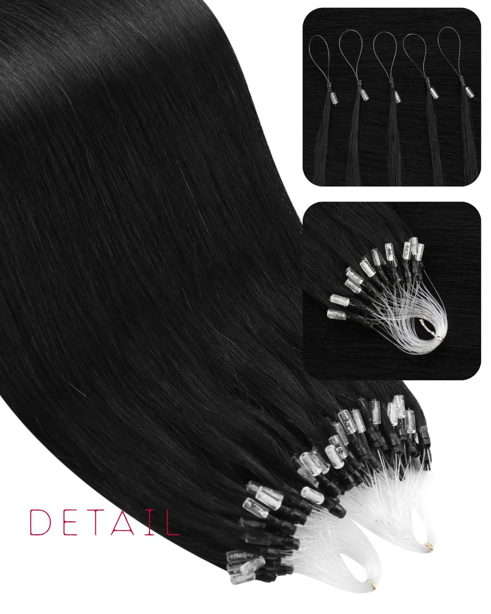 Moresoo microlink extensions jet black natural-blend look in action