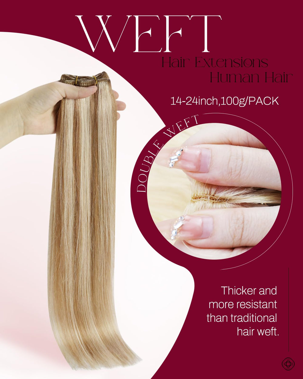 Moresoo Remy hair weft with double-weft design adds fullness and secure fit.