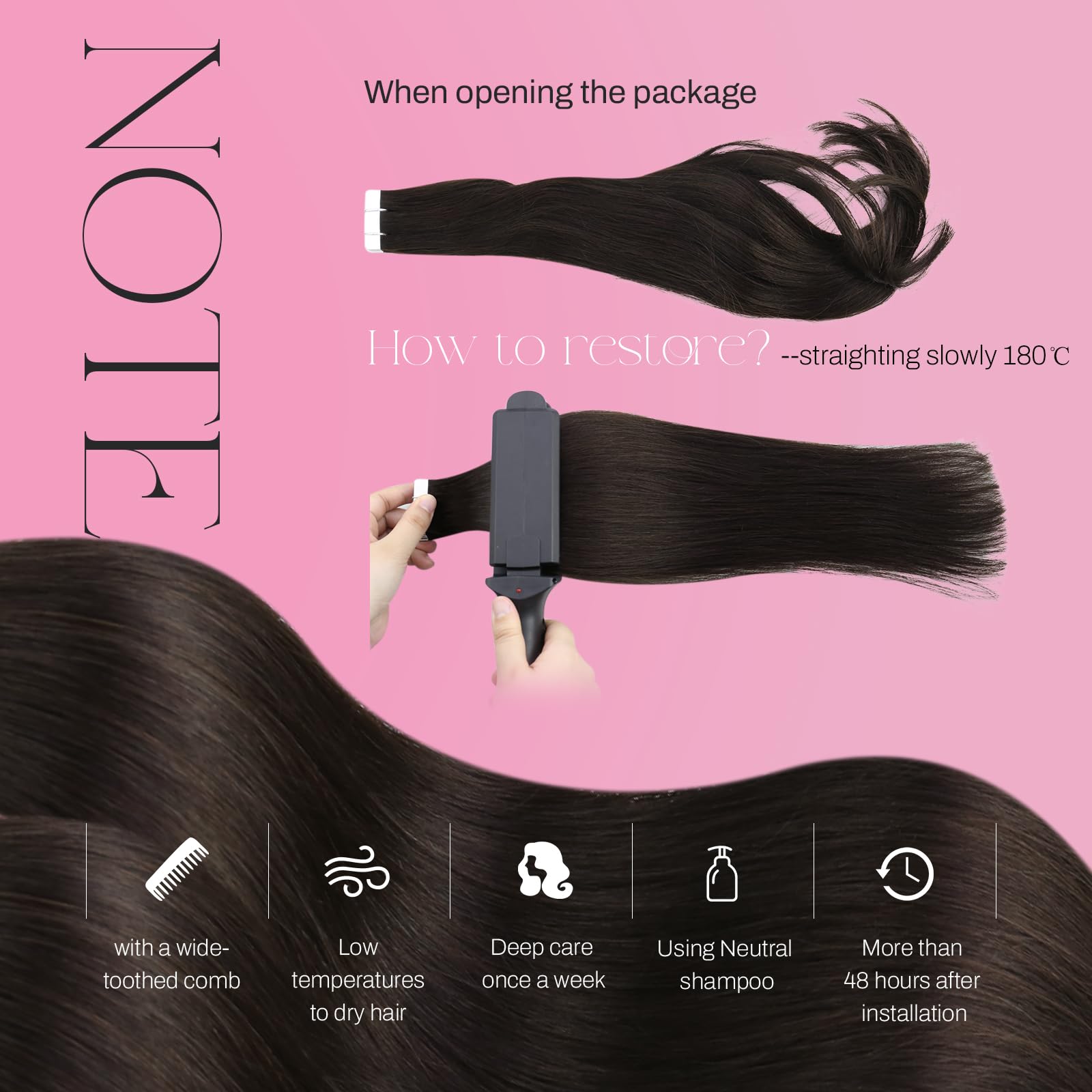 Moresoo invisible tape closeup demonstrates discreet bond for natural look.