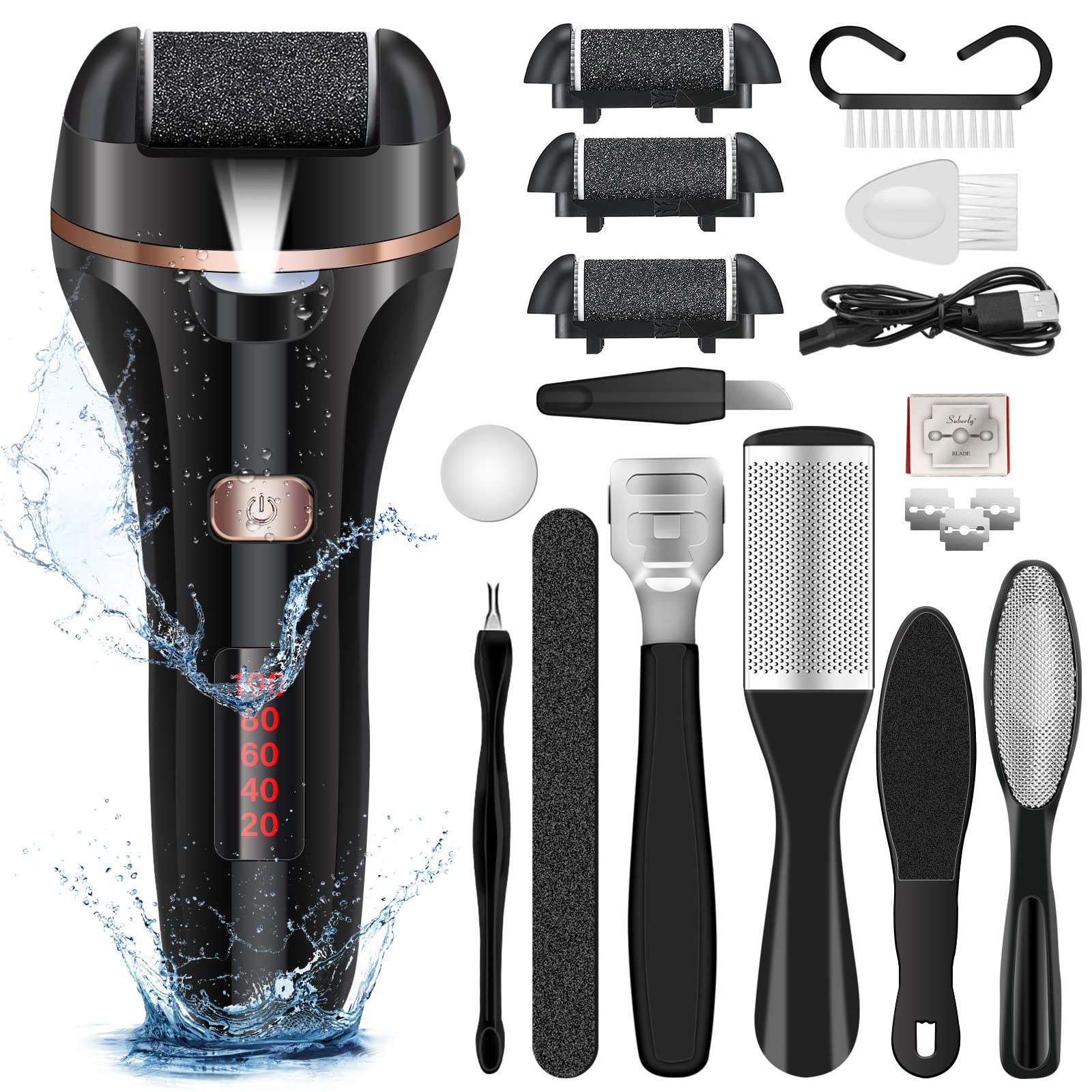 MOREVAC electric foot file front view for easy at-home pedicure and skin smoothing