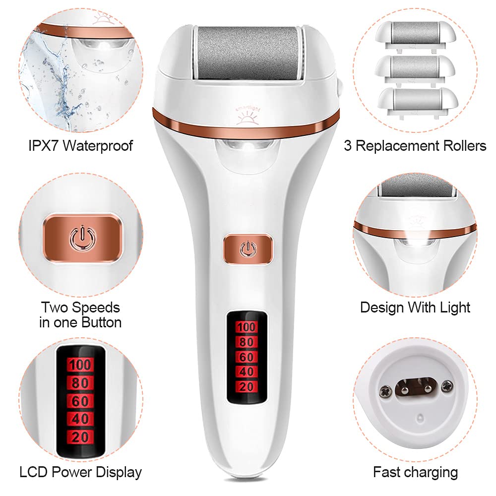 MOREVAC pedicure tool set includes rollers, USB cable, and accessories.