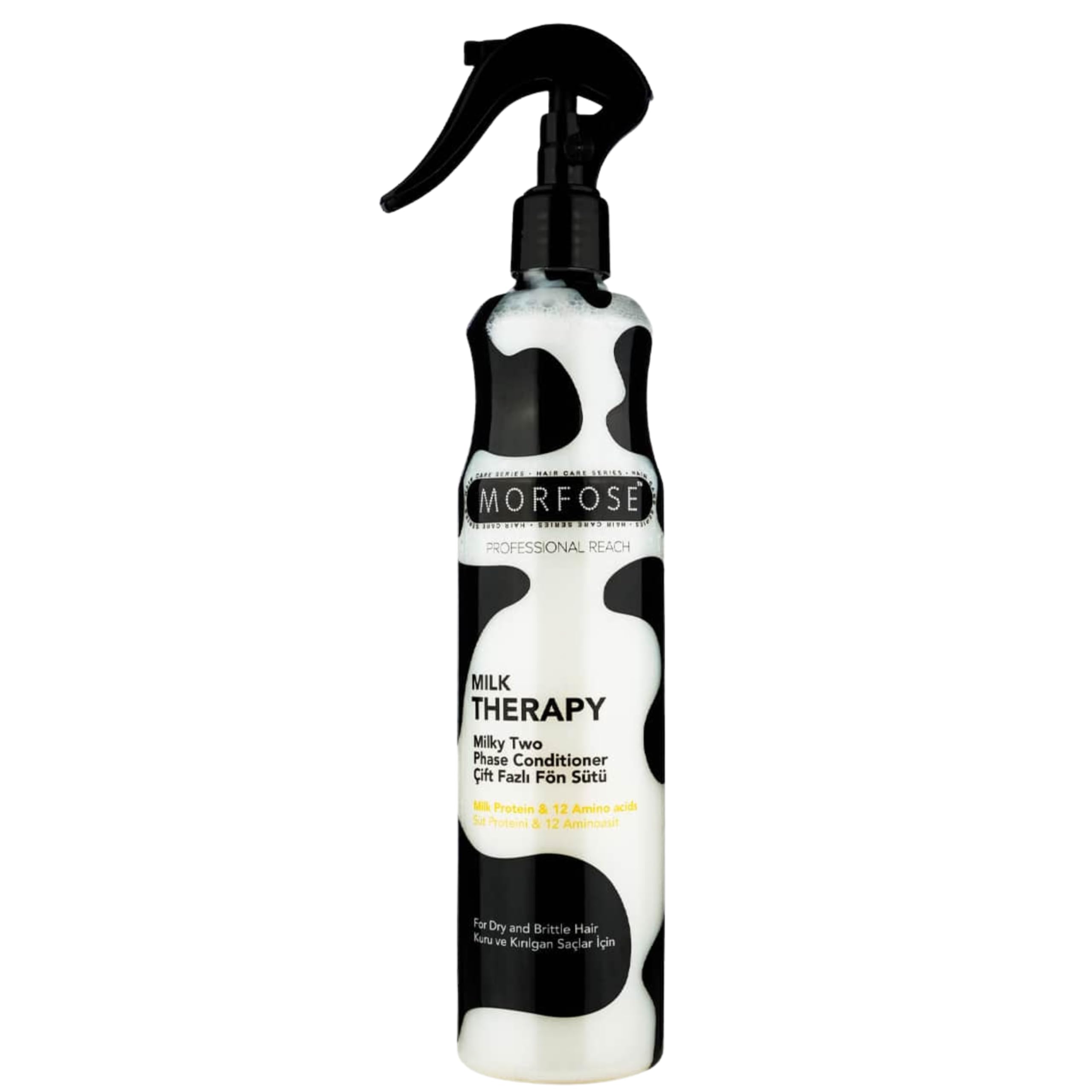 Morfose Milk Therapy dual-phase bottle ready to nourish dry hair with milk protein