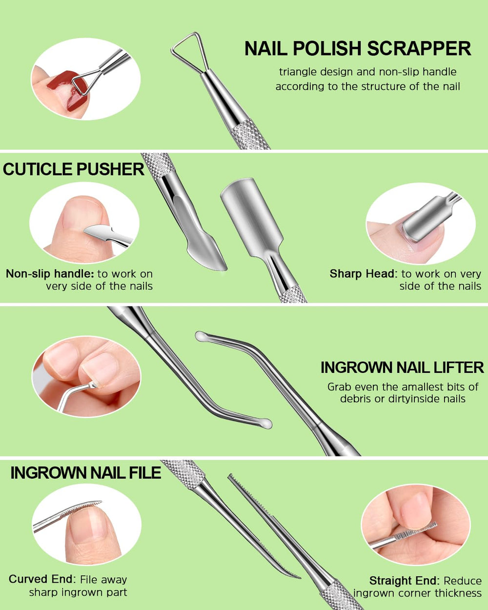 MORGLES Cuticle pusher assists gentle back-of-cuticle push for tidy nails.