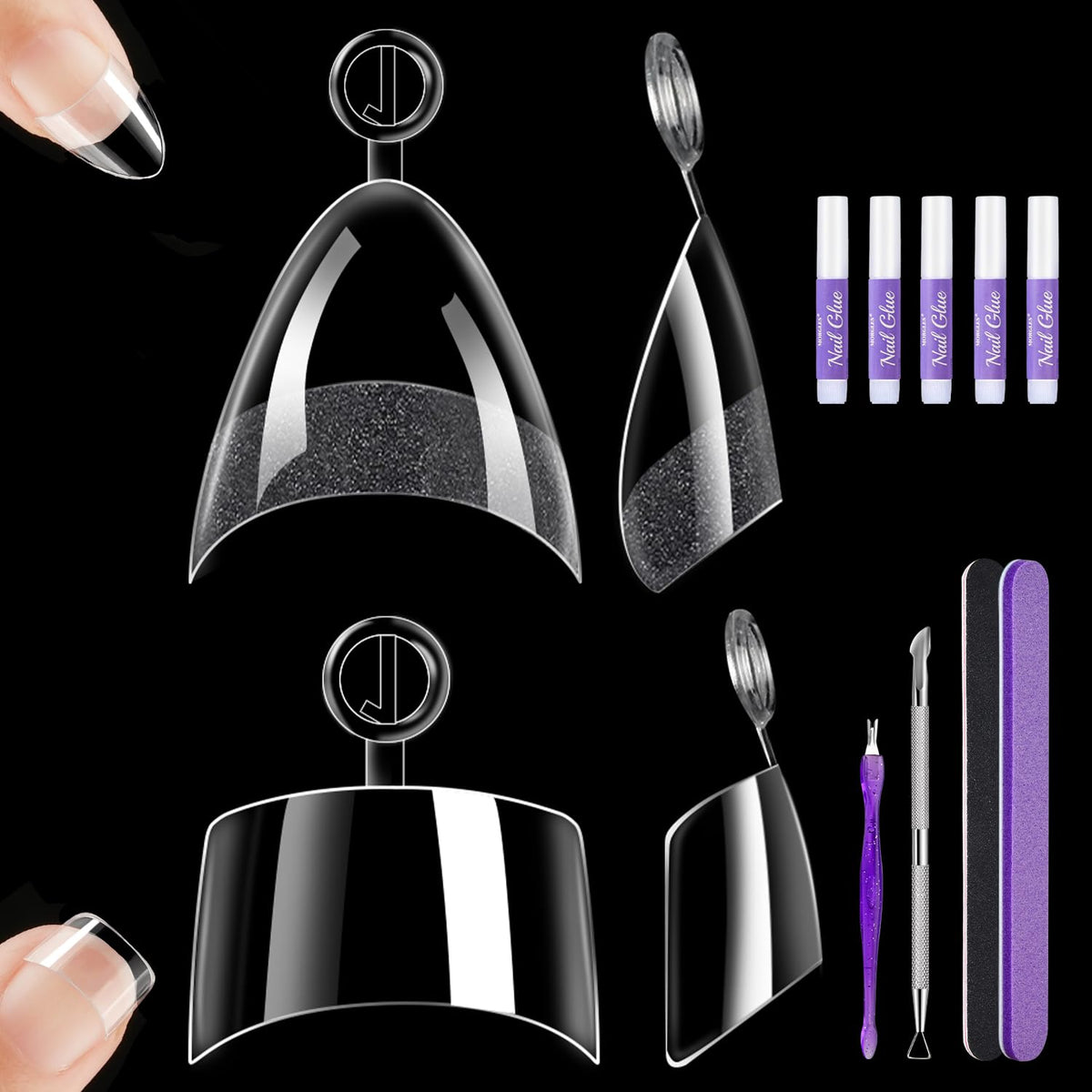 MORGLES extra-short almond nails pack offers versatile shapes for professional-looking at-home manicures.