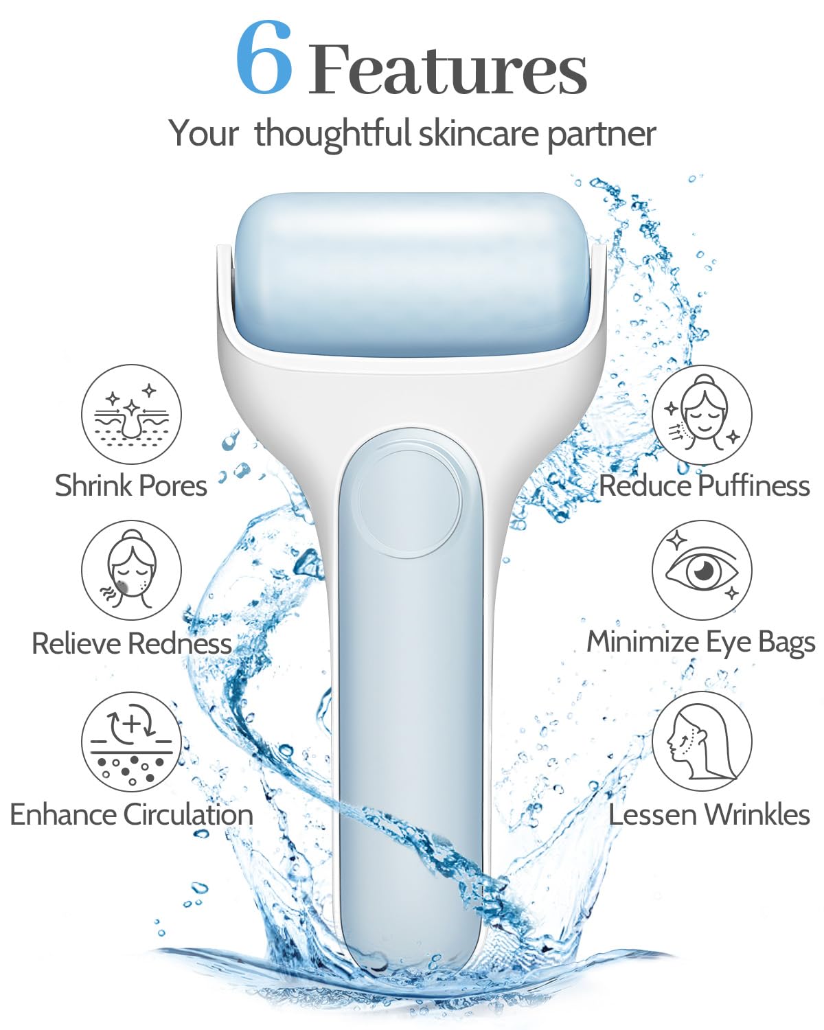 MORGLES Ice Roller cooling effect helps soothe skin and ease redness.