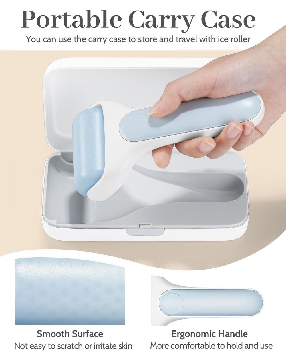 MORGLES Ice Roller ergonomic handle ensures comfortable, precise use.