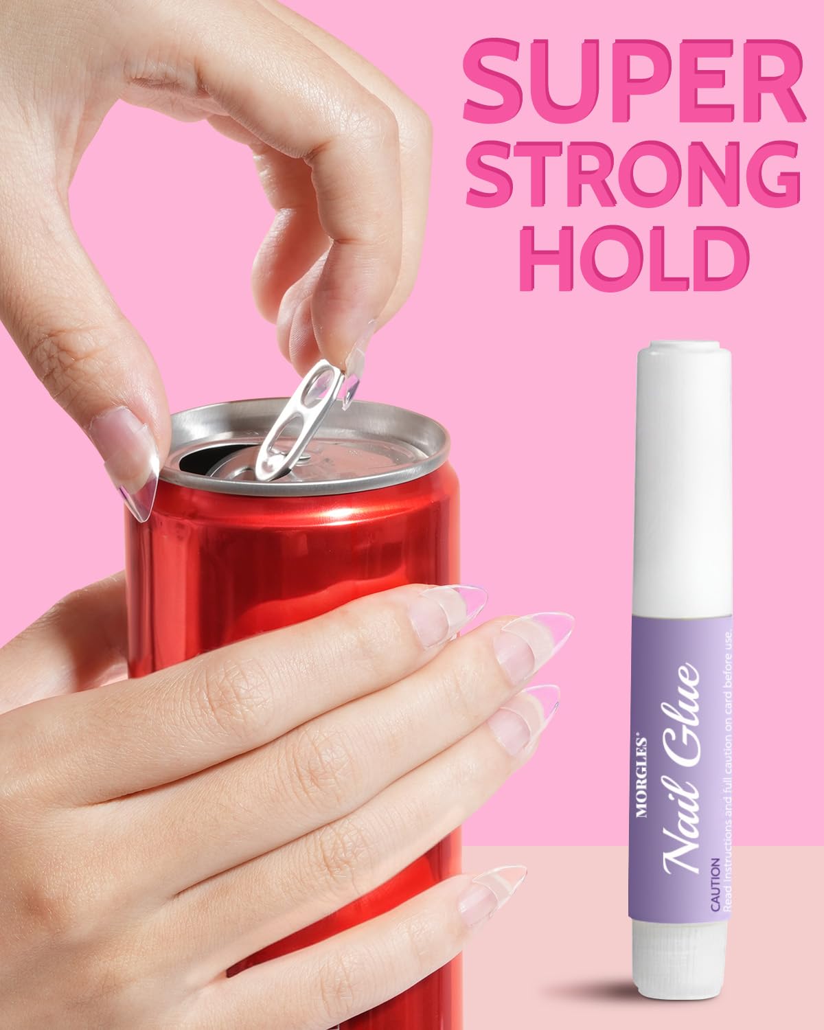 MORGLES nail tips glue kit shows easy-at-home salon-like application and long-lasting adhesion.