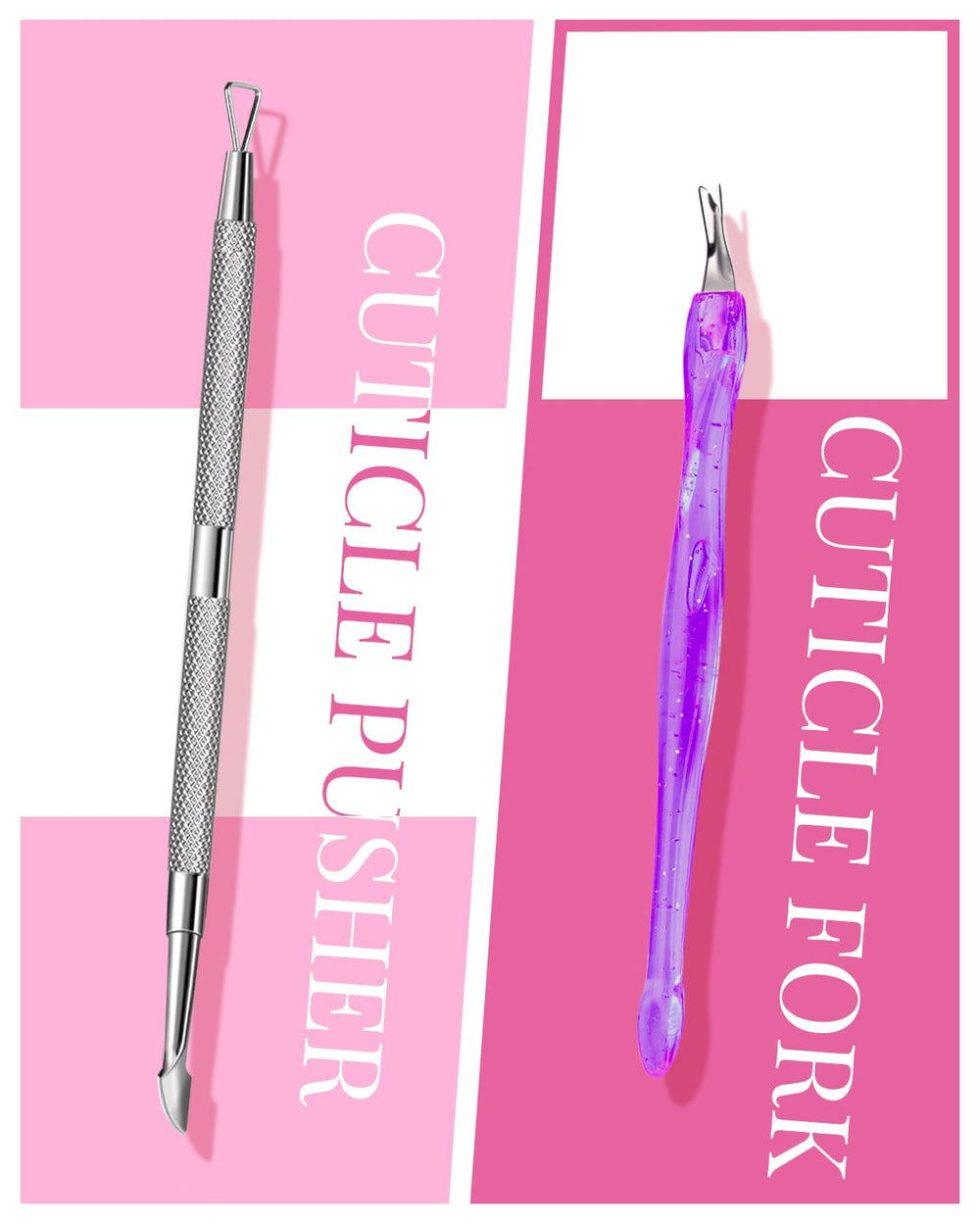 MORGLES pre-shaped tips with files cuticle fork streamline home DIY manicures.
