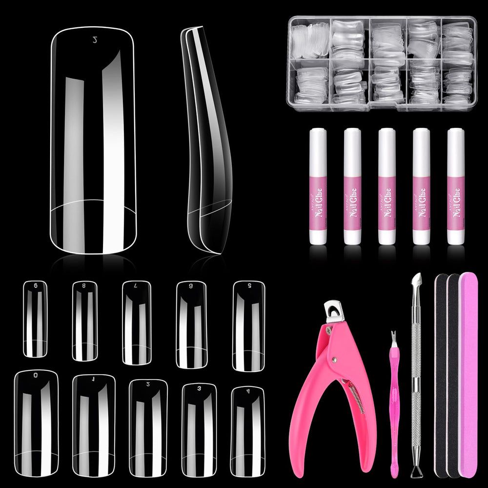 MORGLES 500-pcs clear nail tips square full cover for durable DIY nail art