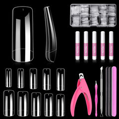MORGLES 500-pcs clear nail tips square full cover for durable DIY nail art
