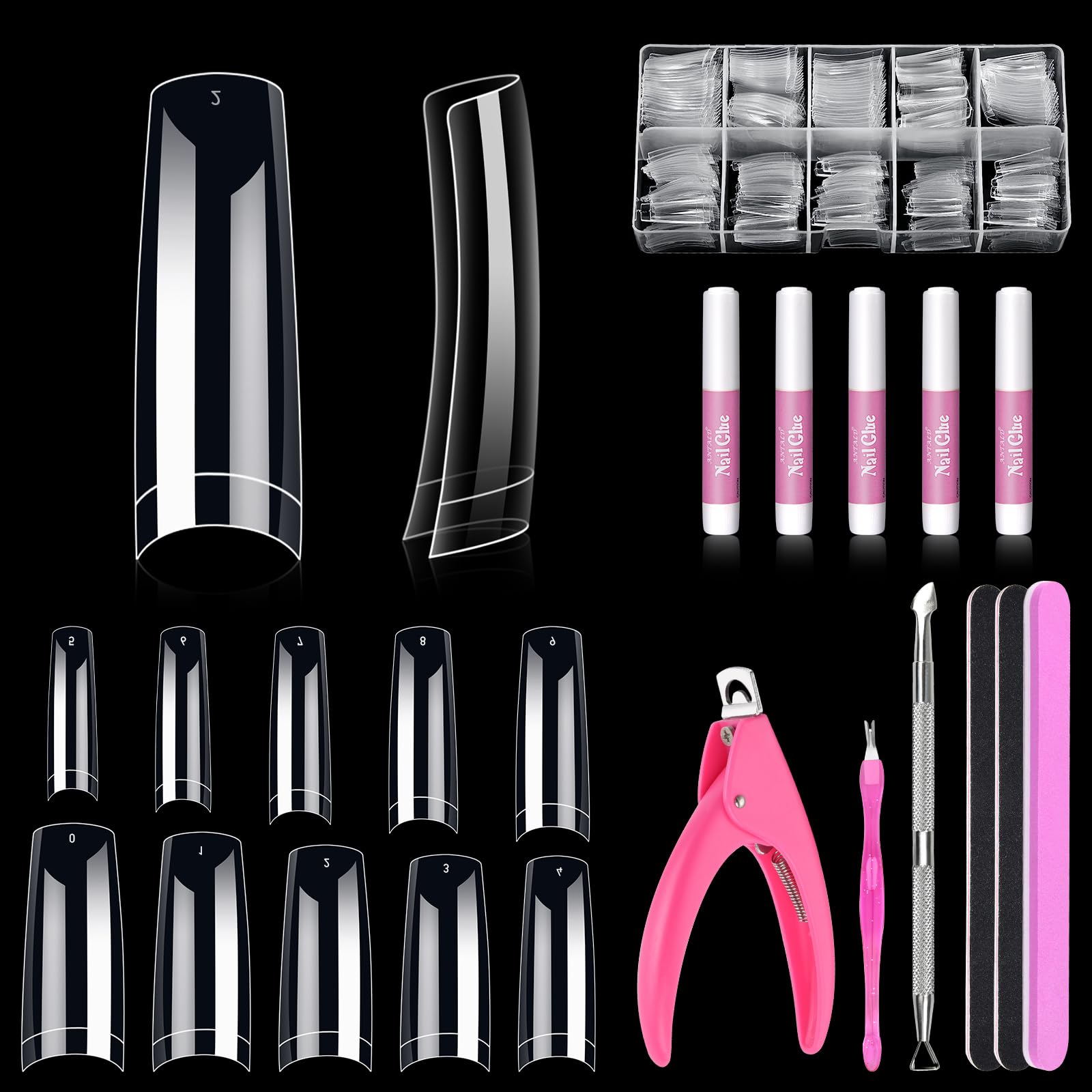 MORGLES clear nail tips 500pcs set for long-lasting DIY nail art at home salon