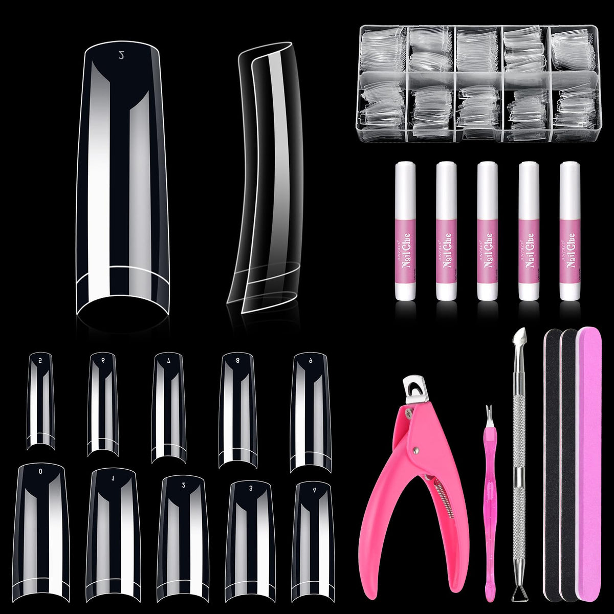 MORGLES clear nail tips 500pcs set for long-lasting DIY nail art at home salon