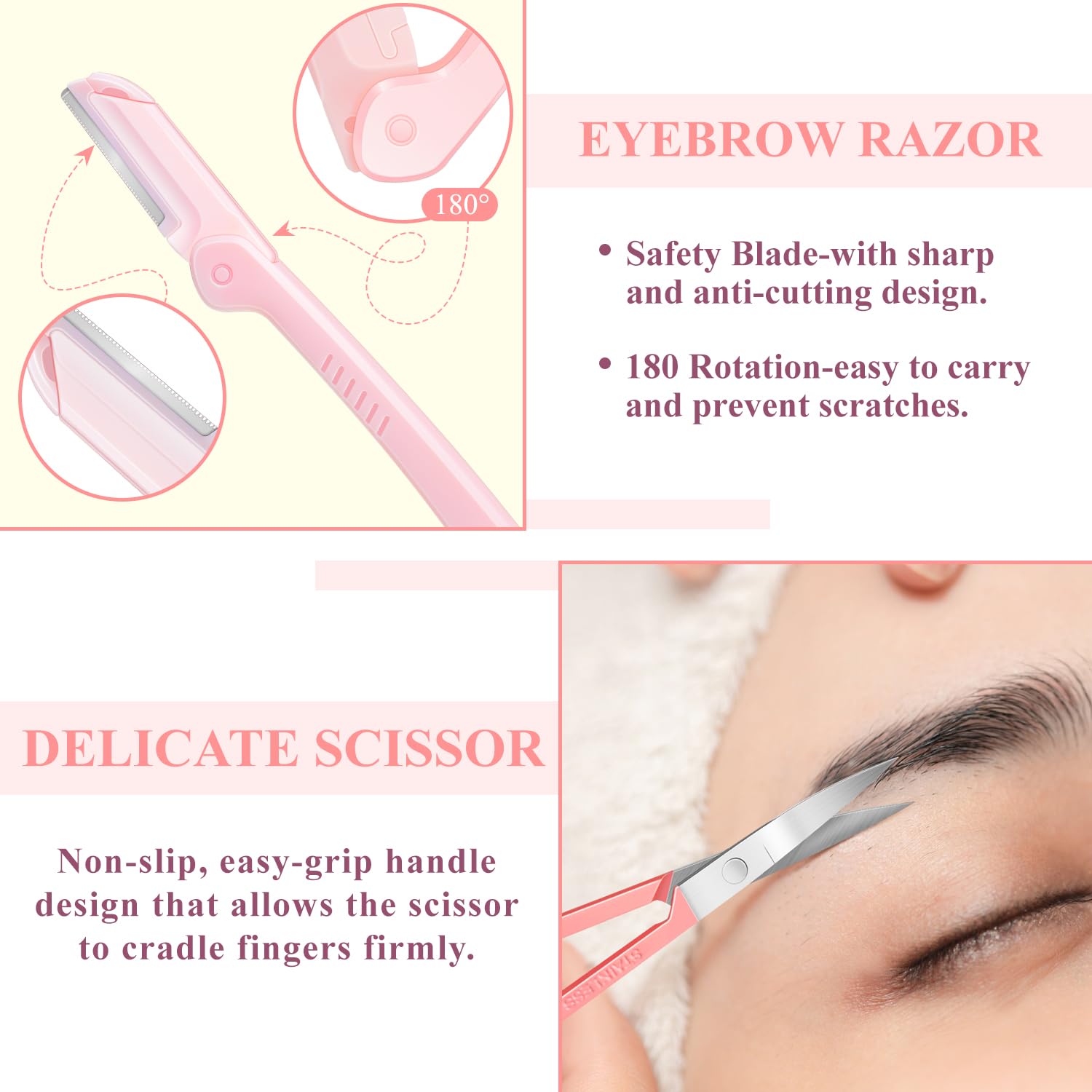 MORGLES Curved Eyebrow Scissors for trimming and detailing