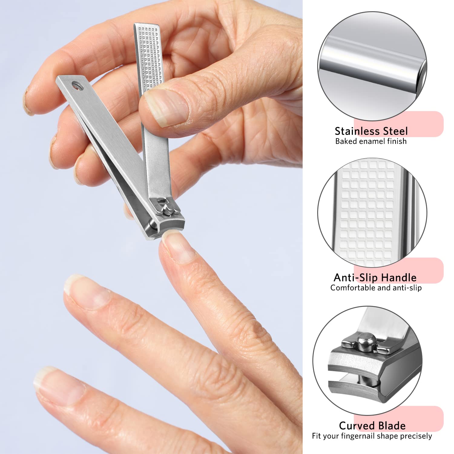 MORGLES curved scissors with nail file for shaping nails.