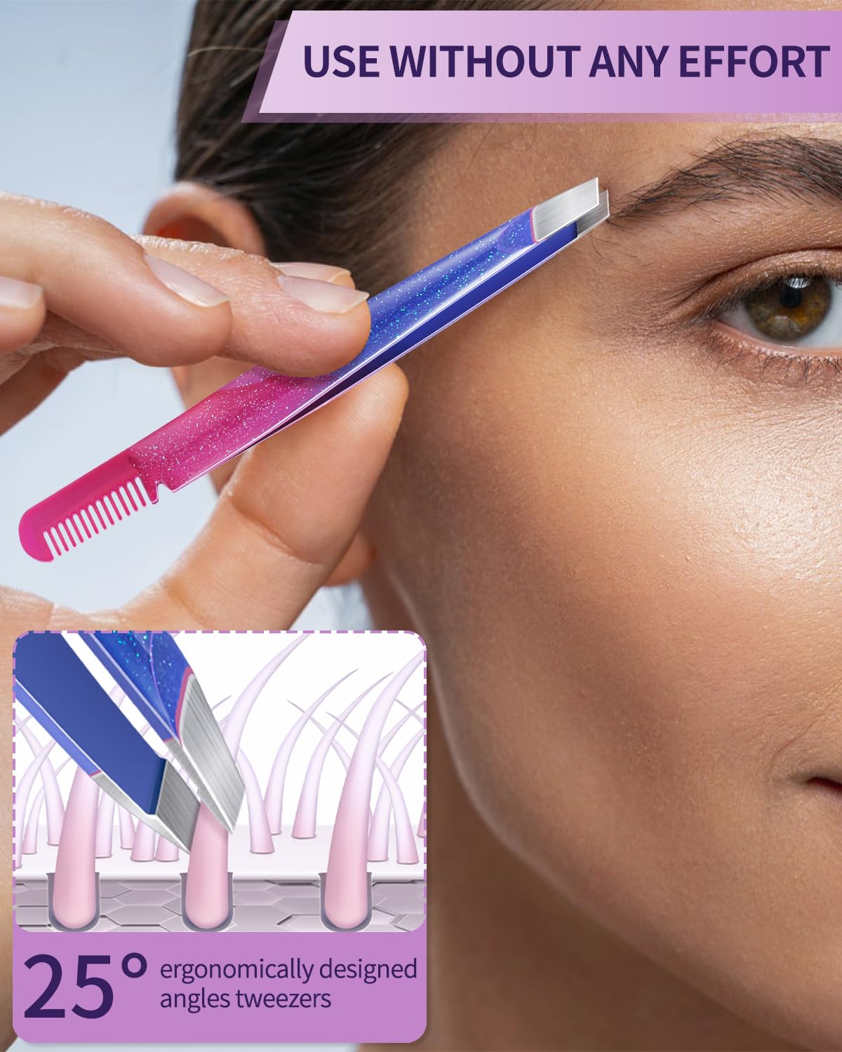 MORGLES Eyebrow Tweezers pointed tip for fine hair control and ingrown management.