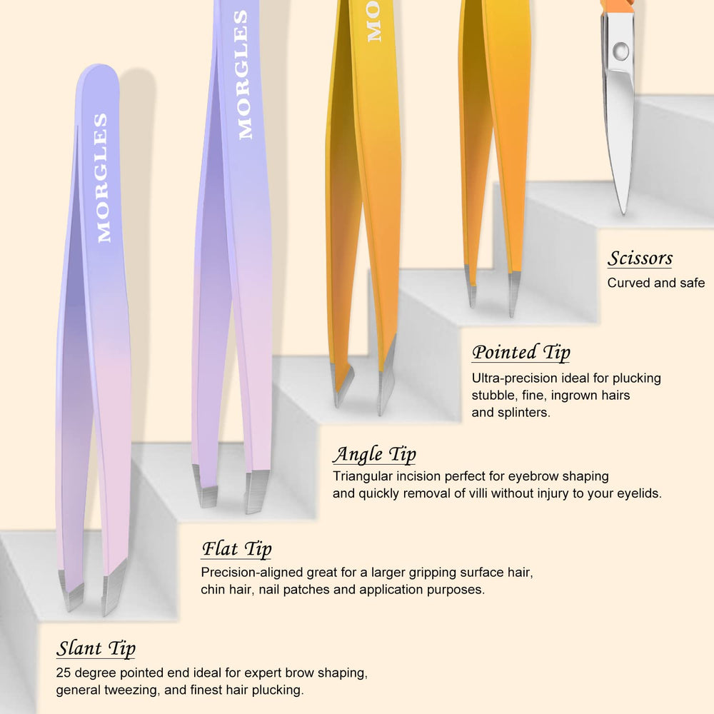 MORGLES flat tweezers delivering steady grip for fine hair removal