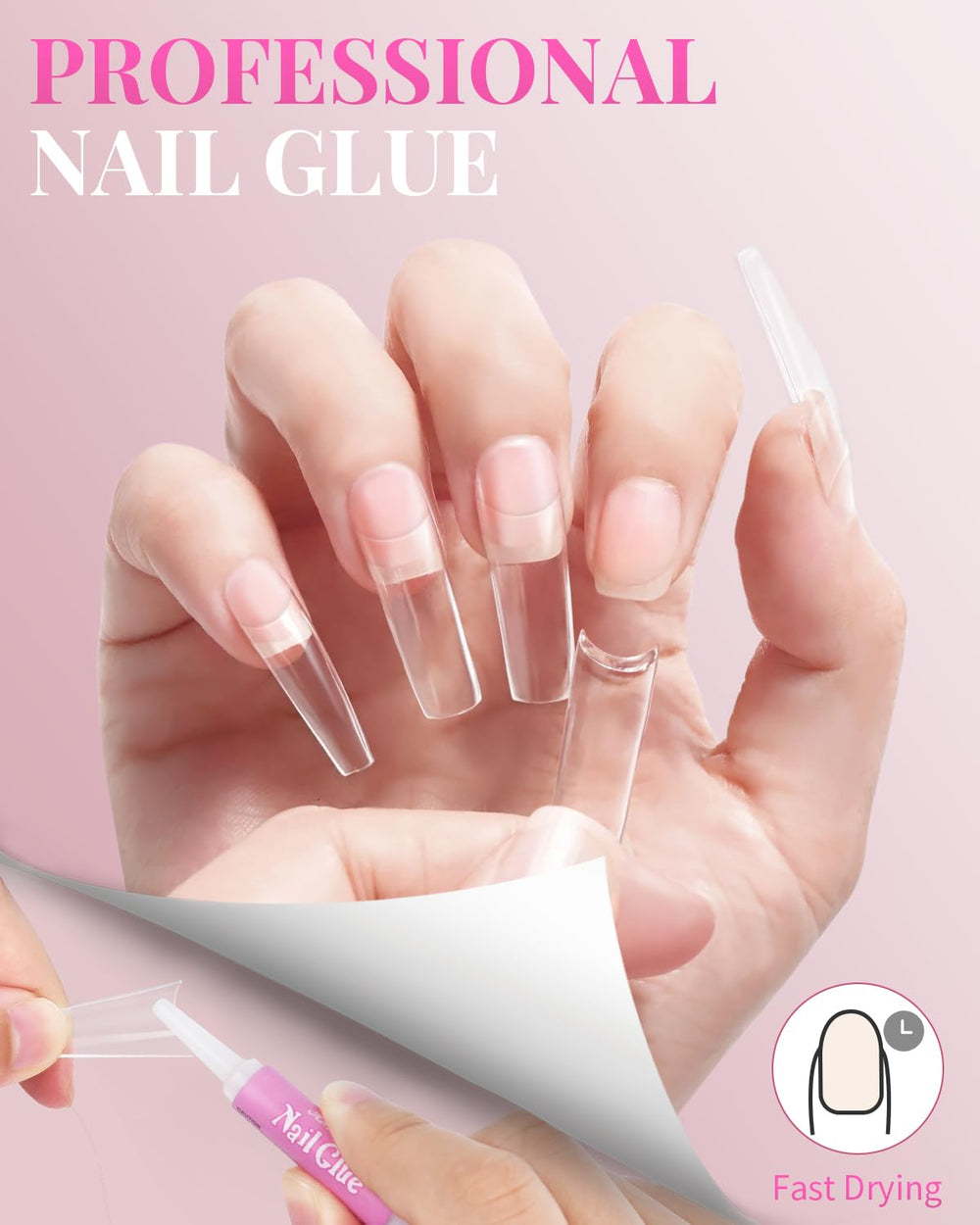 MORGLES natural-looking tips marked 0-9 for easy size matching