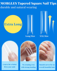 MORGLES XXL extra-long nails on hand illustrate dramatic length for statement nails.