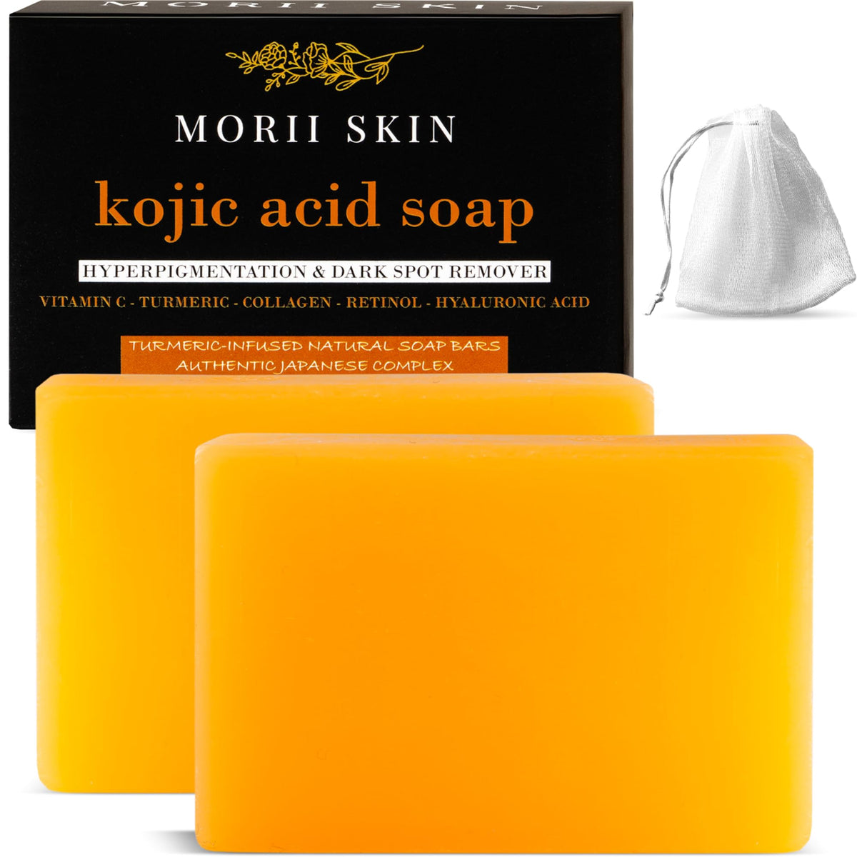 MORII SKIN organic turmeric soap bar closeup showing rich texture for radiant skin