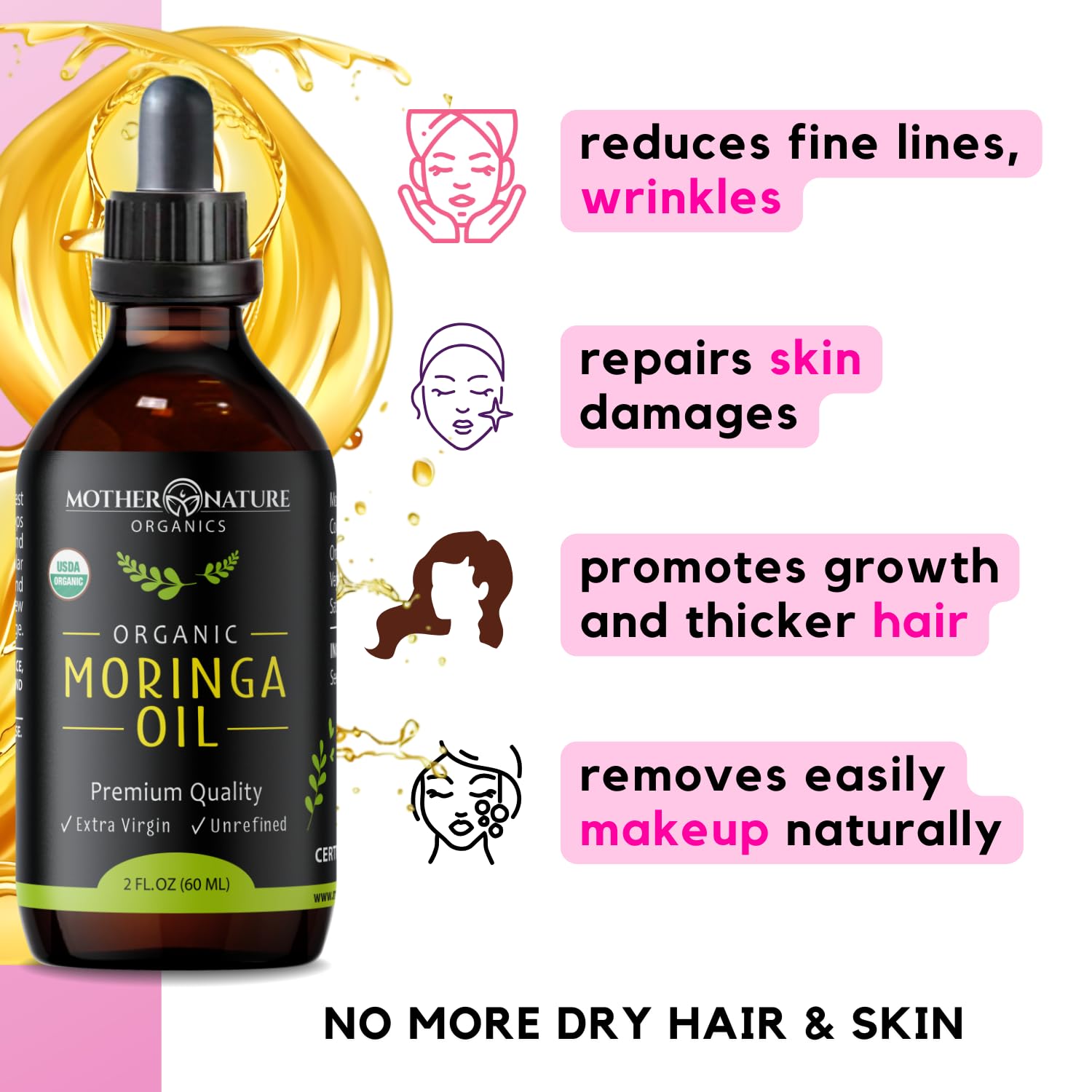 Moringa Oil body moisturizer illustrating non-greasy hydration