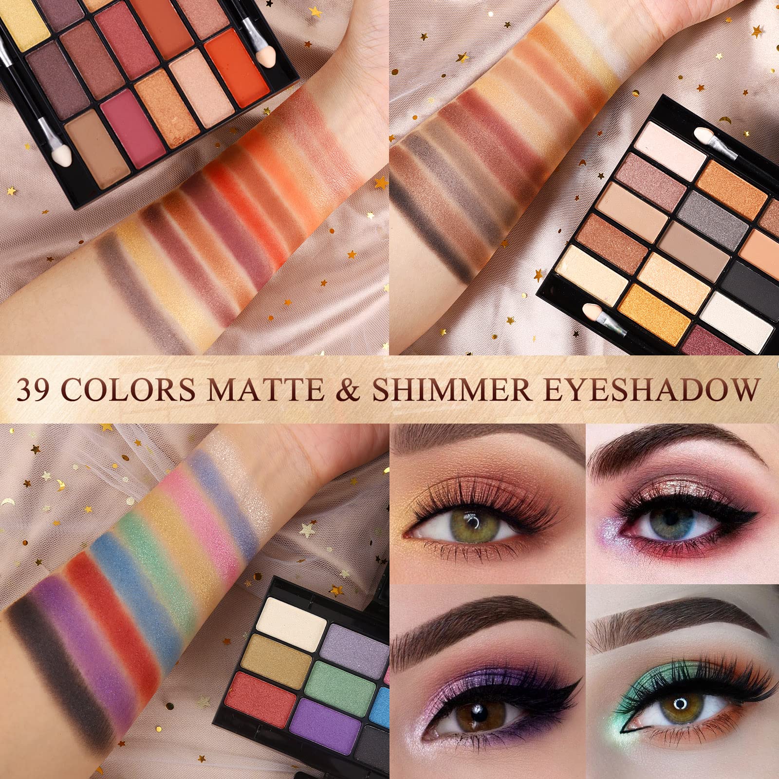 MORNECA 58-color eyeshadow palette offers matte, metallic, and shimmer shades