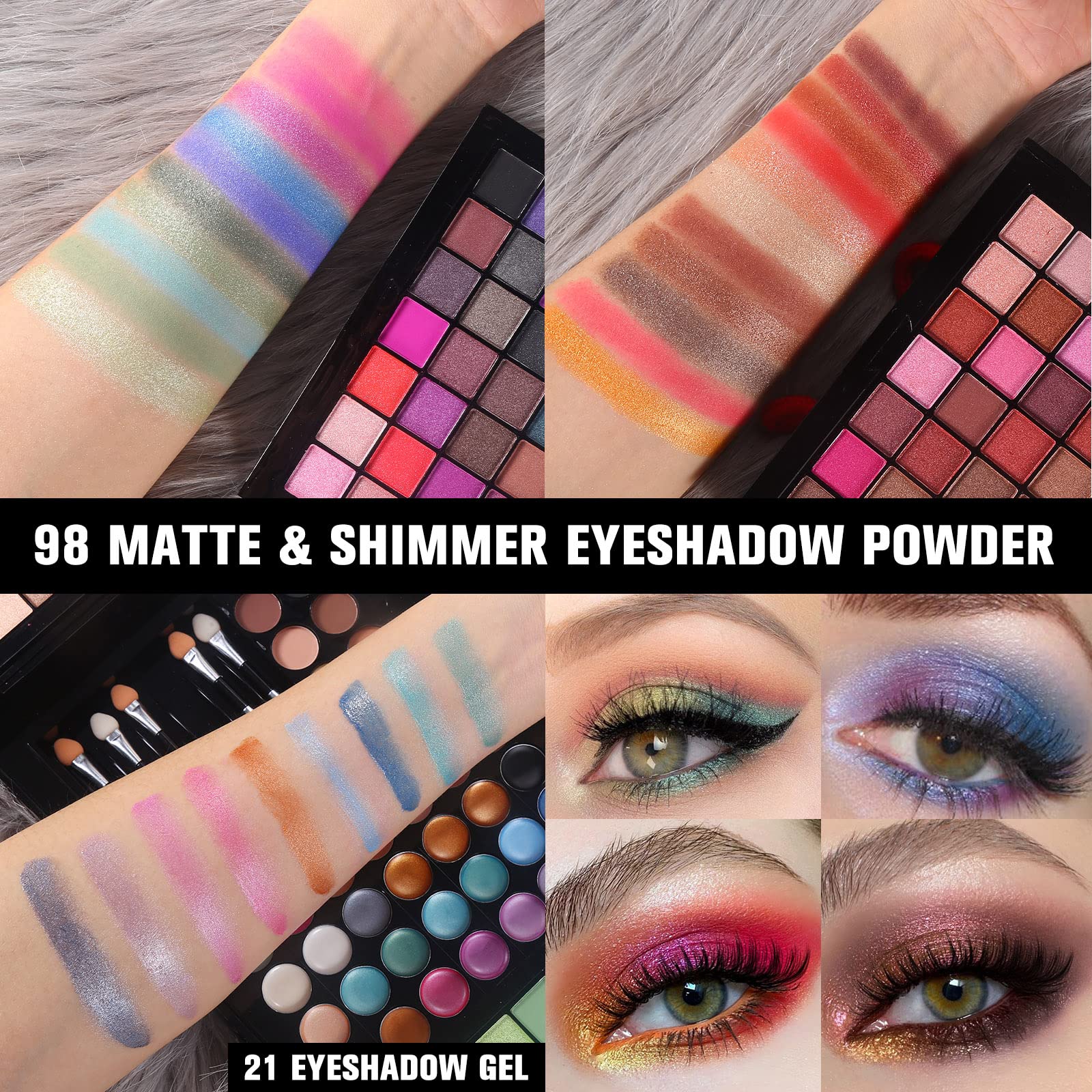 Morneca 177 Colors eyeshadow close-up highlights rich pigments and finishes.